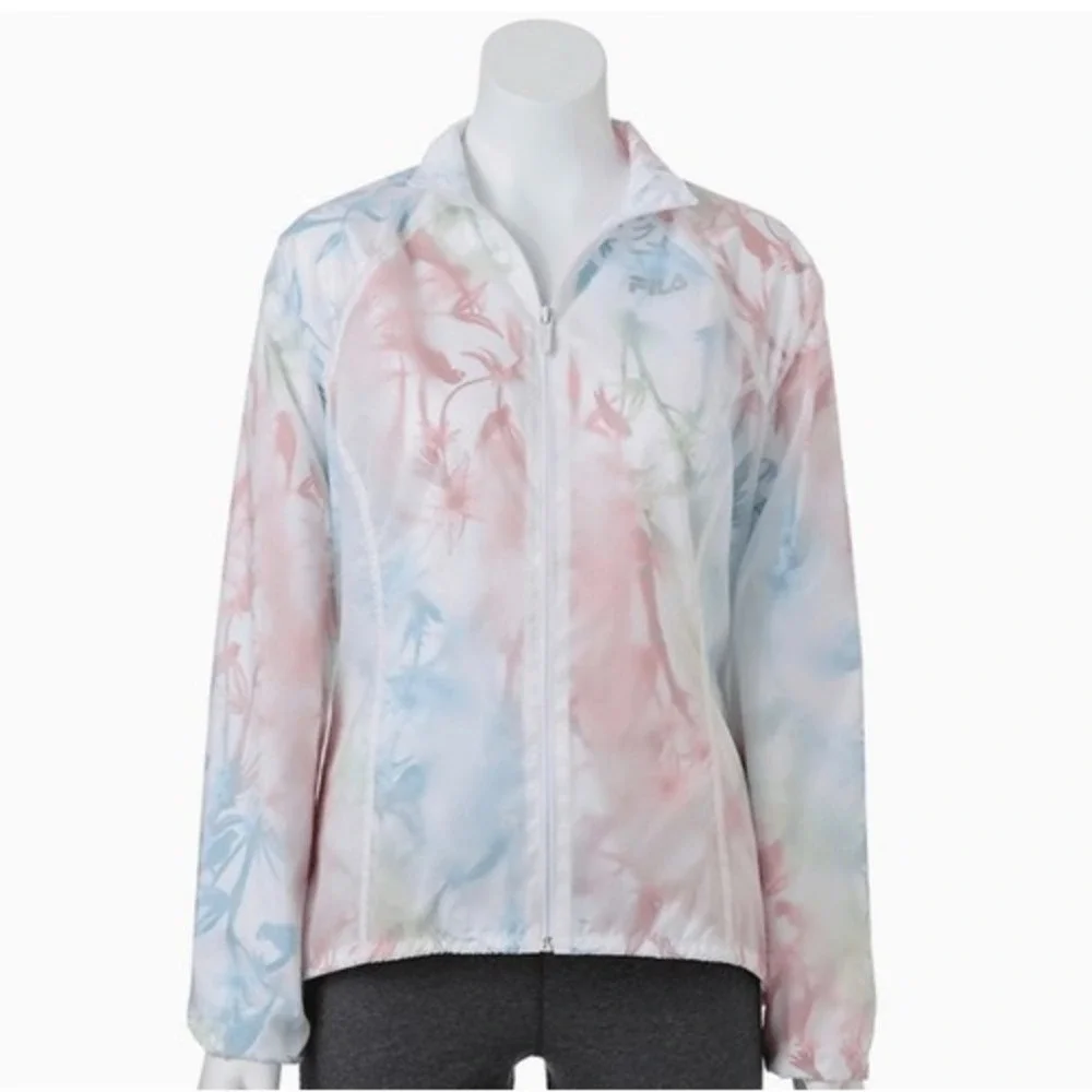 Fila Sport Windbreaker Jacket Zip Lightweight Tie Dye Pastel S Athleisure